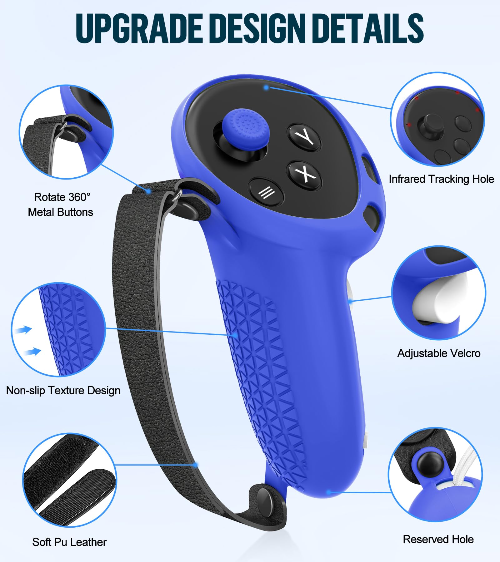 Juego de funda de silicona compatible con Oculus/Meta Quest 3, accesorios de realidad virtual, funda protectora incluye empuñaduras de controlador, cubierta frontal para auriculares y cubierta facial,