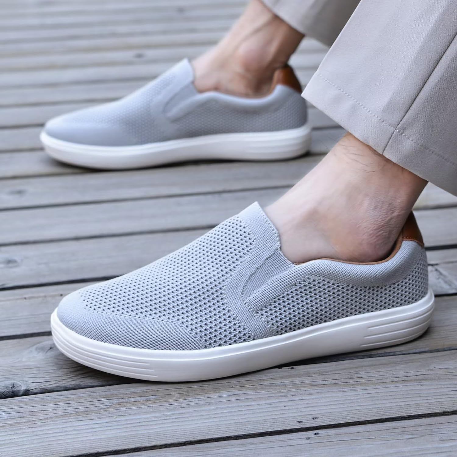 Puxowe Men's Loafers Slip On Casual Shoes – Mesh Walking Shoes for Men, Dress Loafers for Business & Leisure