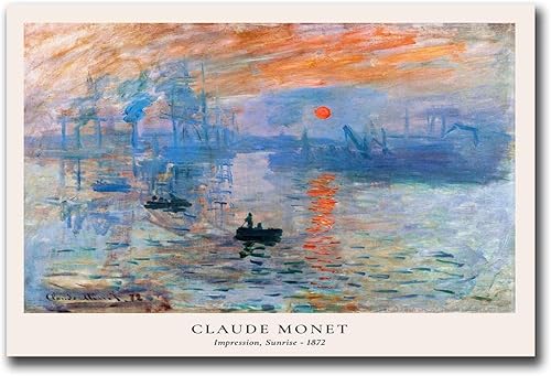 Póster e impresiones al óleo sobre lienzo, impresión de pintura famosa de Claude Monet, impresión de salida del sol, impresión de arte de pared de