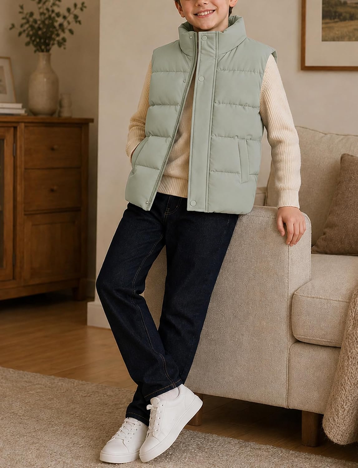 Boys Girls Puffer Vest Heavyweight Sleeveless Padded Coat 5-14 Years
