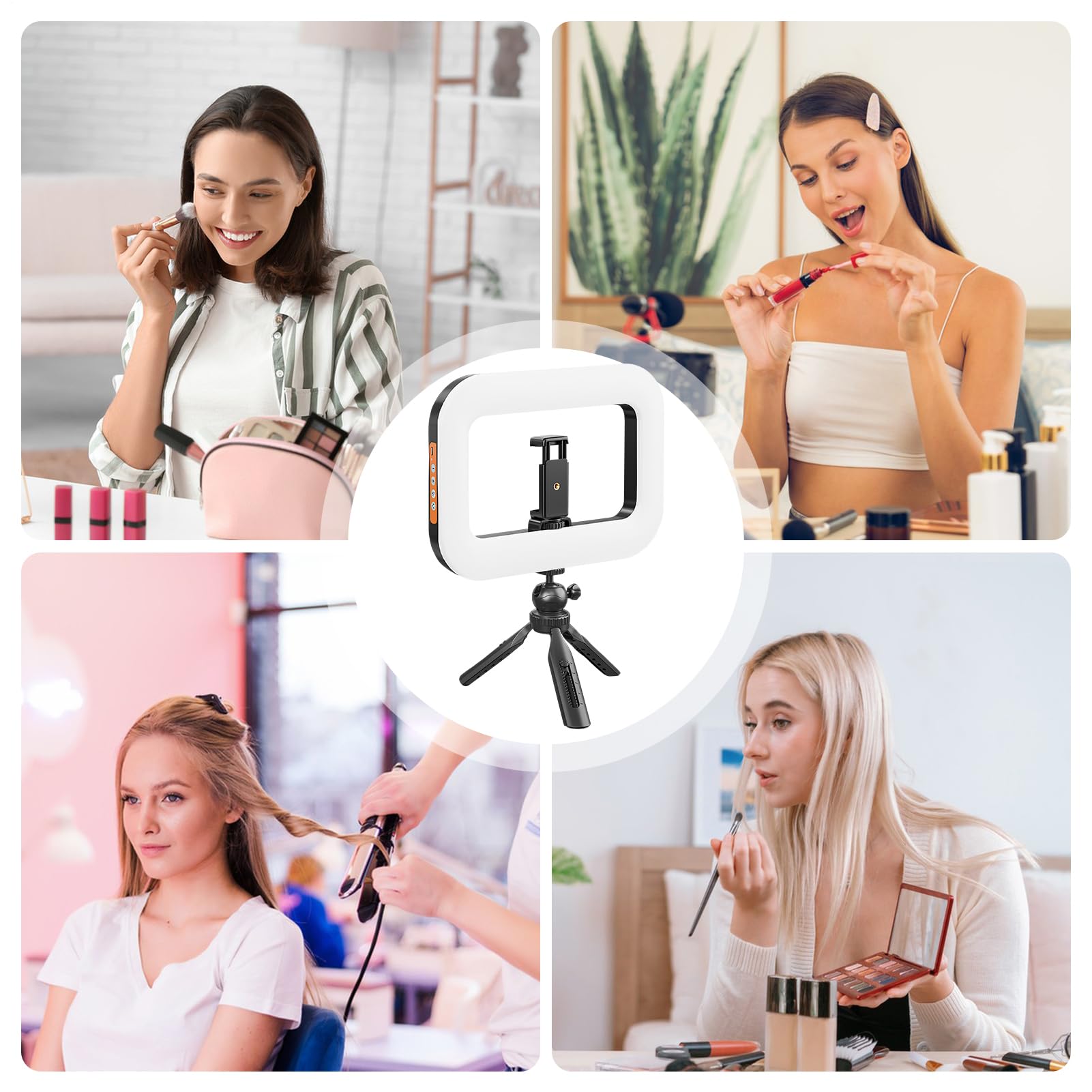 Selfie Stick Treppiede Con Luce Supporto Leggero Con Montatura A Treppiede | Treppiede Portatile A Mano Con Luce Anulare LED Per Live Streaming, Videochiamate, Trucco, Fotografia, Vlogging
