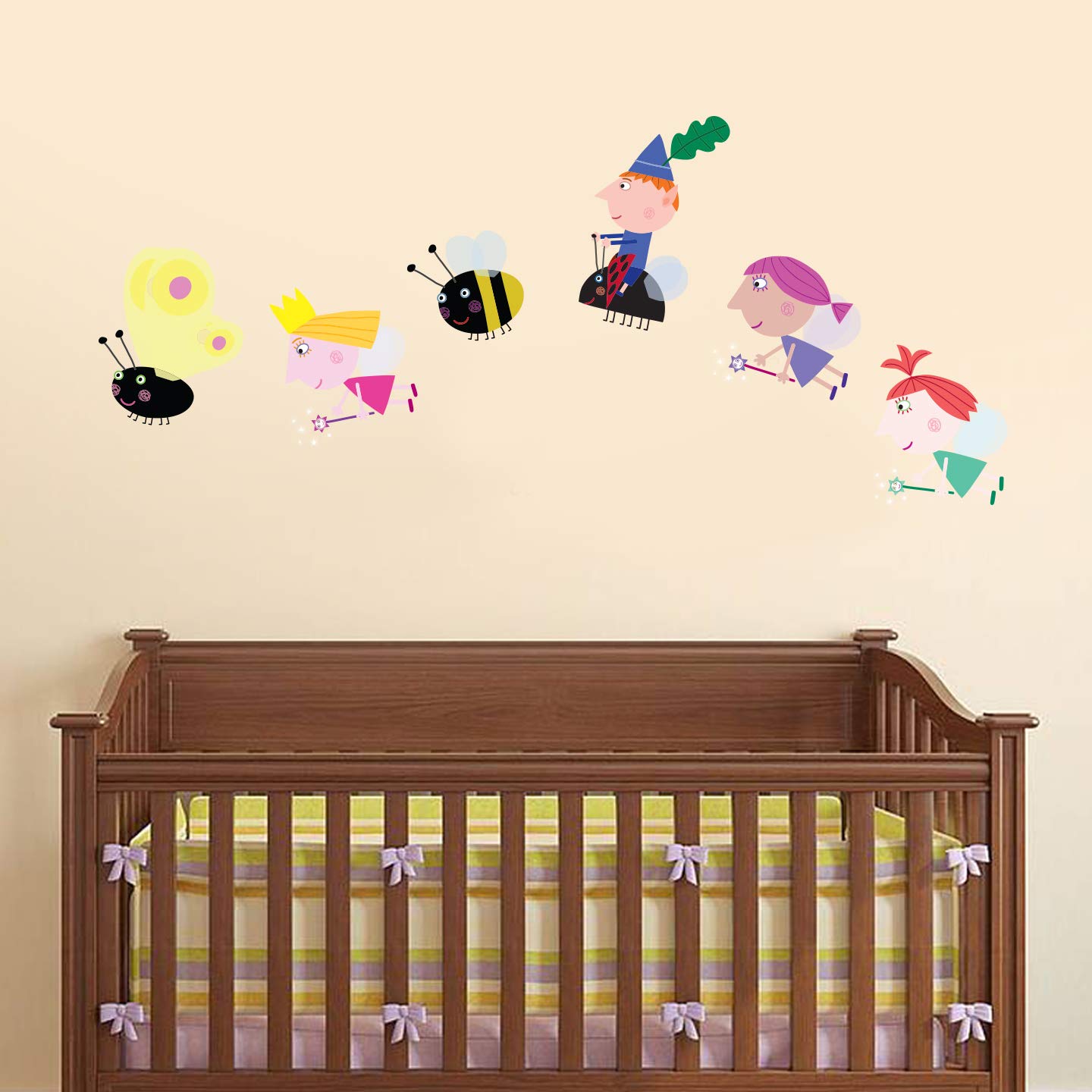 Beautiful Game Ben & Holly's Little Kingdom Group Flying Wall Sticker Vinyl Decal Mural Children Bedroom Kids (90Cm Width X 40Cm Height)