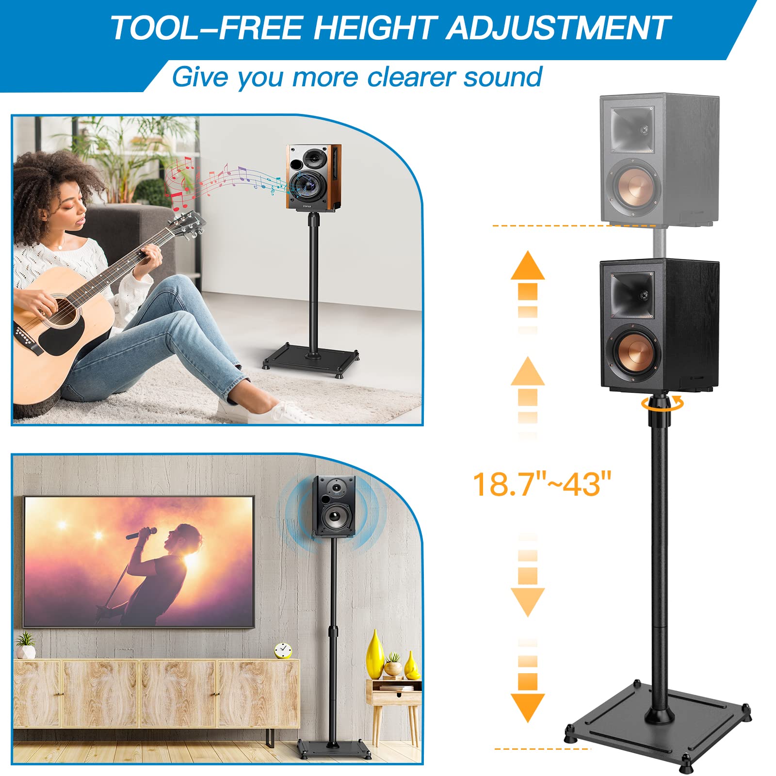Buy PERLESMITH Universal Speaker Stands Height Adjustable Extend 18" to 44" Holds Satellite