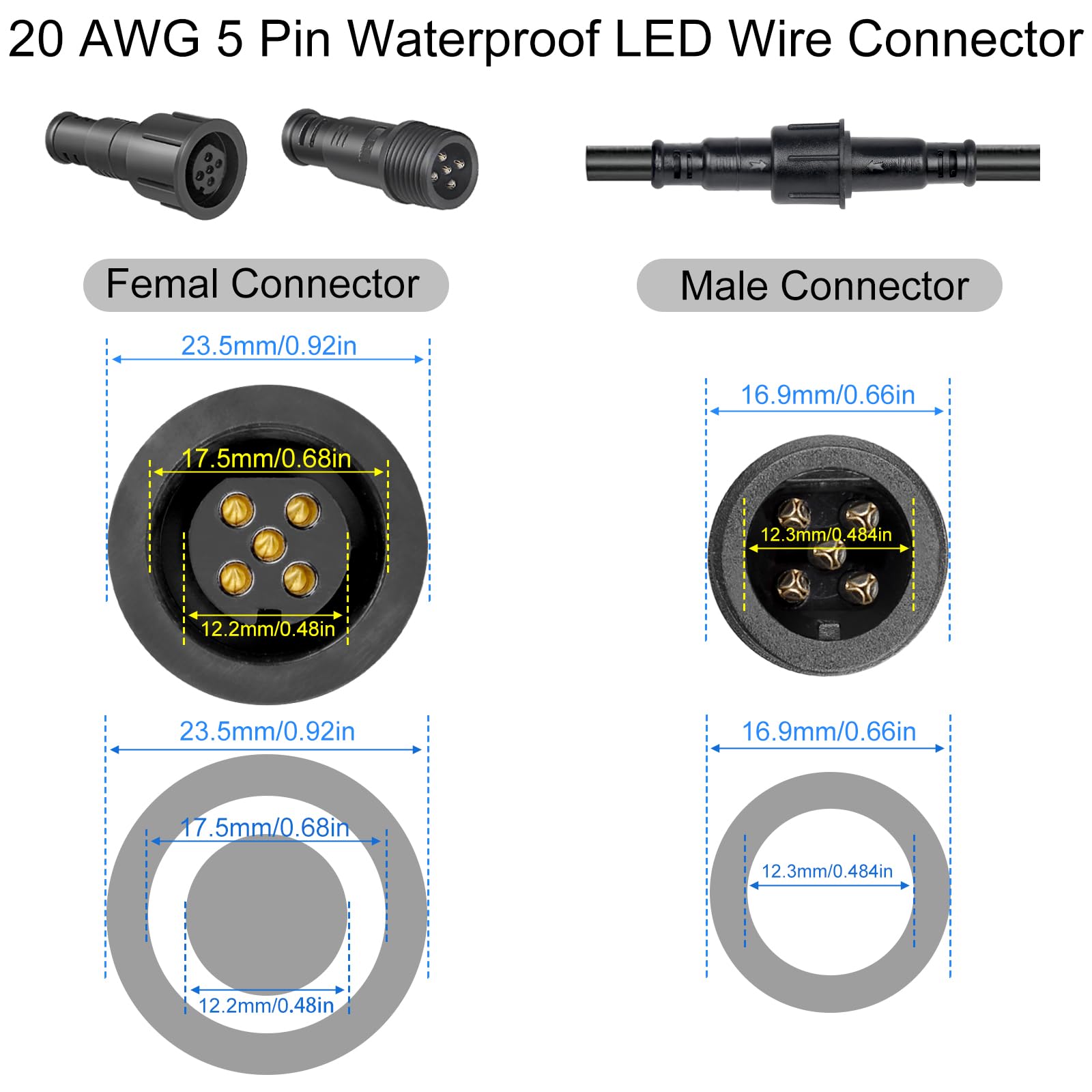 wecan 5 Pin Waterproof Wire Connector Kit - Image 2