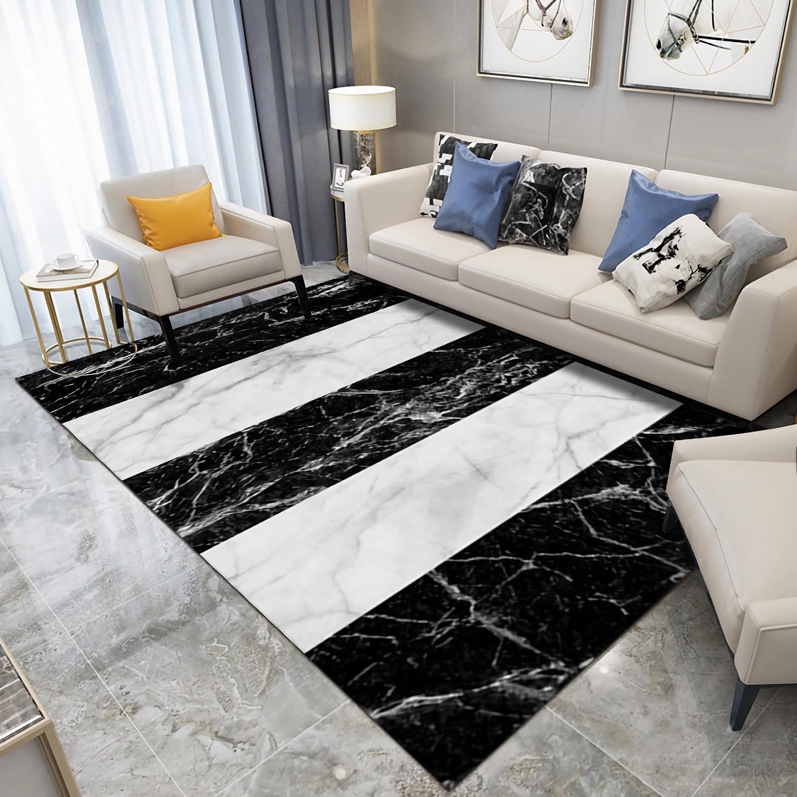 Tapis antidérapant cuisine au design d'encre noire pour sol moderne