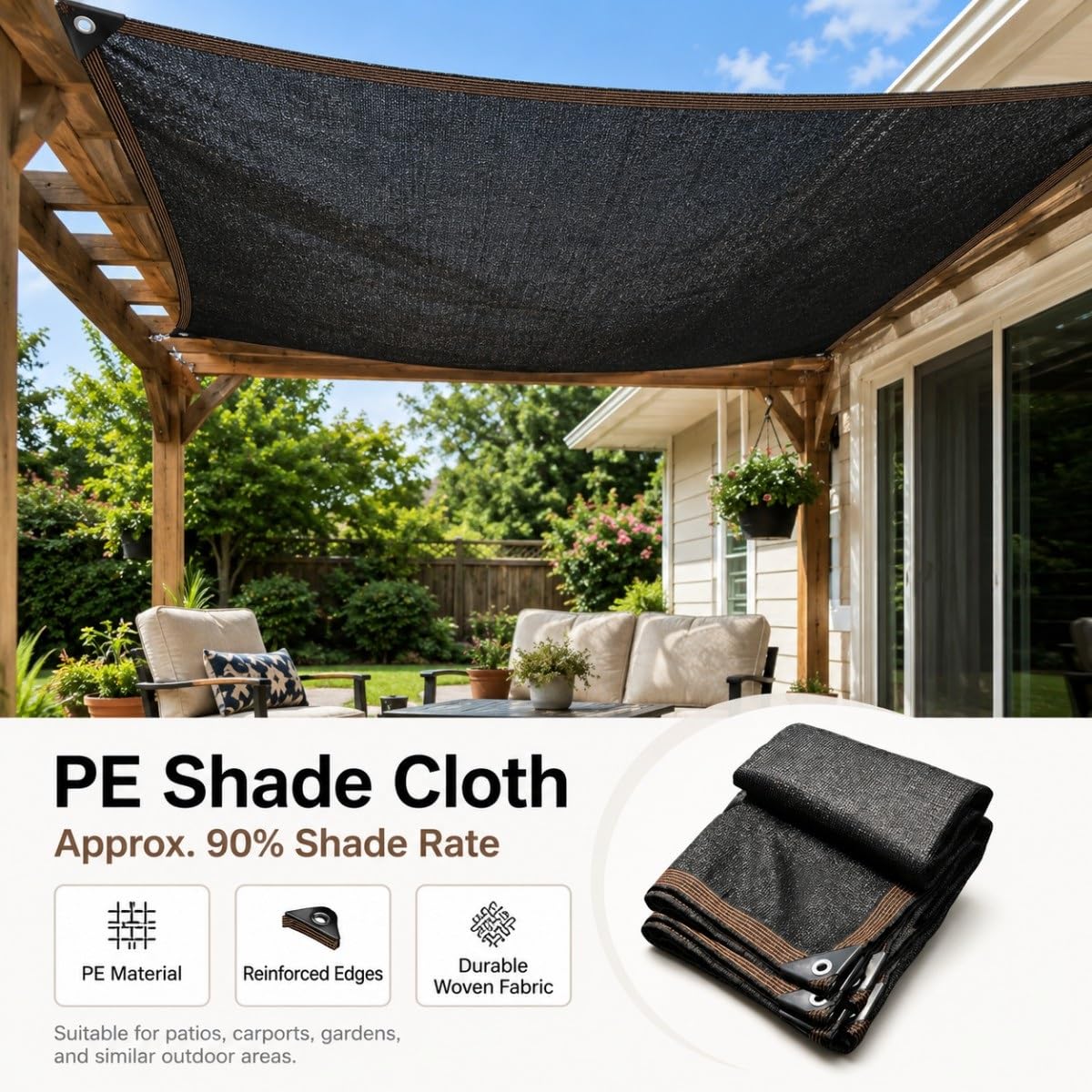 Rete Ombreggiante per Balcone, Telo Ombreggiante Antistrappo al 90%