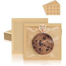 FireKylin 100 Pack Cookie Bags with Heat Sealing, 5.7 x 6.5 Inch Bakery Bags with Window, Grease Resistant Cookie Packing for Treats, Baked Goods, Bagel, Cake Slice, Sandwich 5.7"x6.5"-100pcs