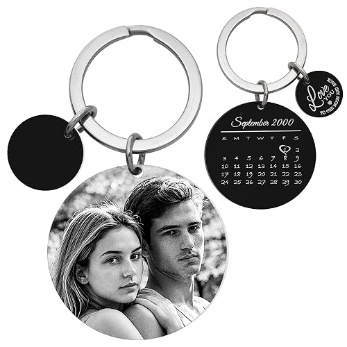 Custom Keychain Laser Engraved Personalized Calendar Date/Photo/Text Full Color Picture