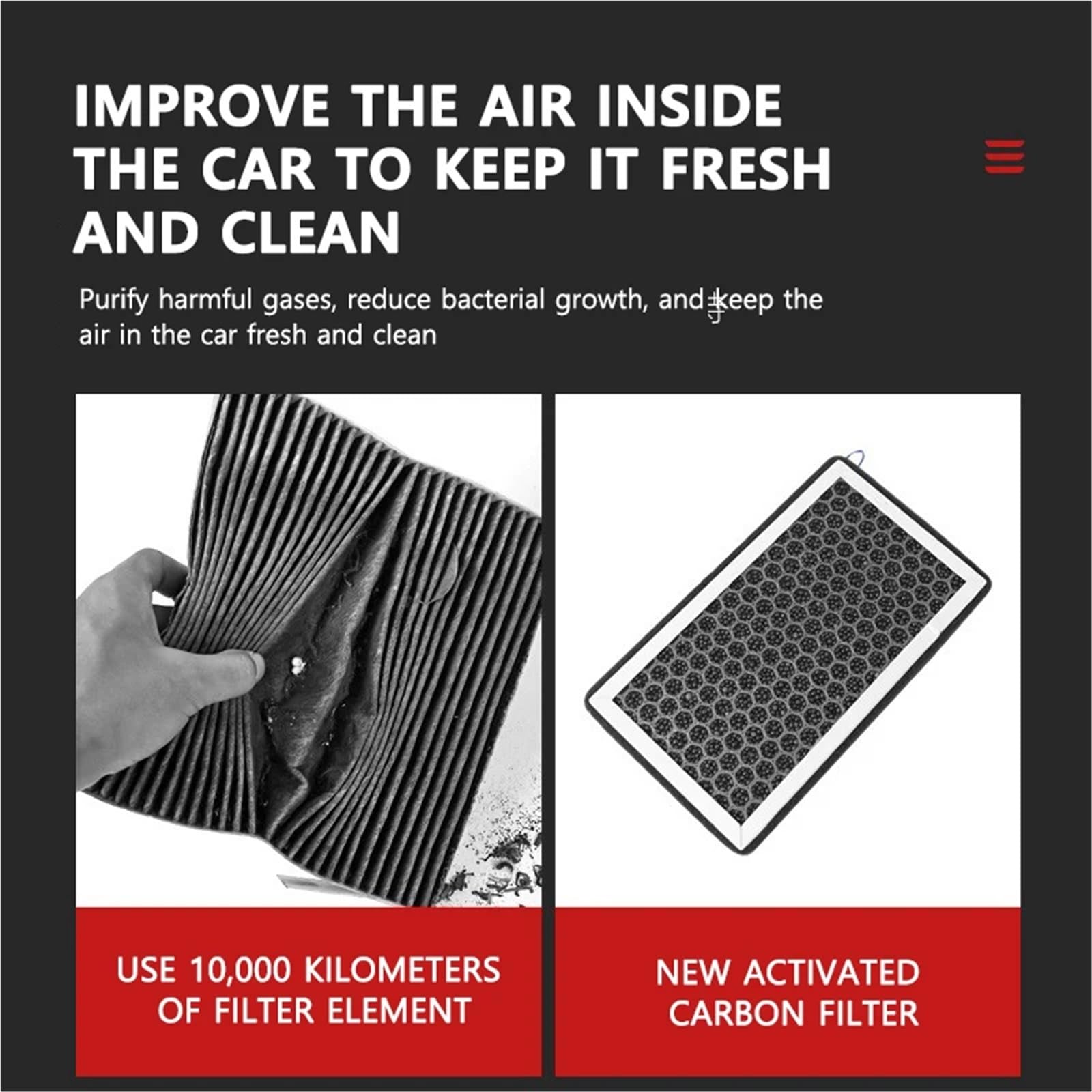 Filtro Abitacolo ai Carboni Attivi Filtro aria abitacolo 2/4 pezzi adatto per modello Y modello 3 filtro aria HEPA materiale carbone attivo accessori auto(4PCS)