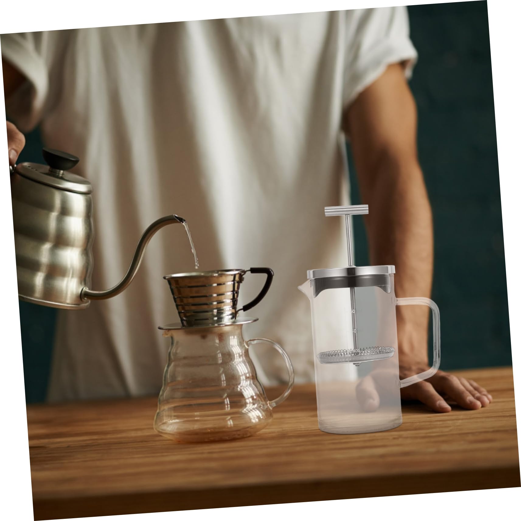 Luxshiny Cafetera Manual De Vidrio Transparente Con Escala Hogar Prensa Francesa De Cafetera De Prensa Para Preparar Café Espresso También Suitable Para Filtrar El Té