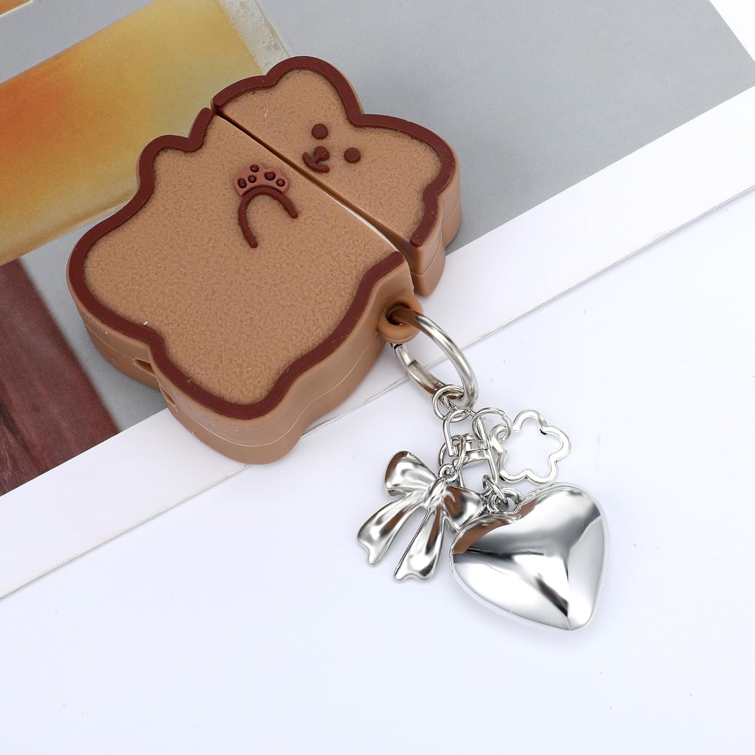 Heart Bow Charm Keychains, Silver Bow Keychain Charms, Cute Silver bag charms, Multifunctional Keychain Accessory Alloy Texture for Car Keys Handbags Purse Charm - Image 4