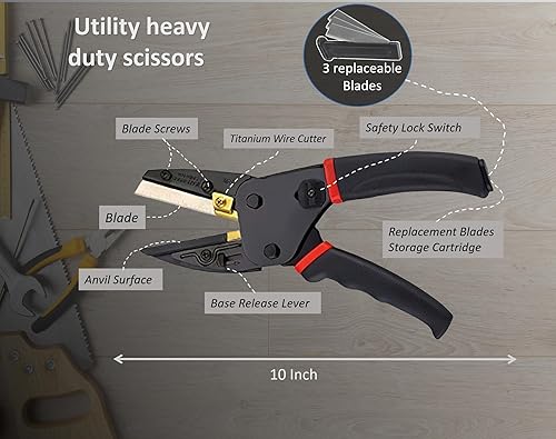 Miniatura 4 de Tijeras multiuso de alta resistencia, multiusos, cortador de tijeras industriales con bolsa de tijera, tijeras para electricistas, perfectas para