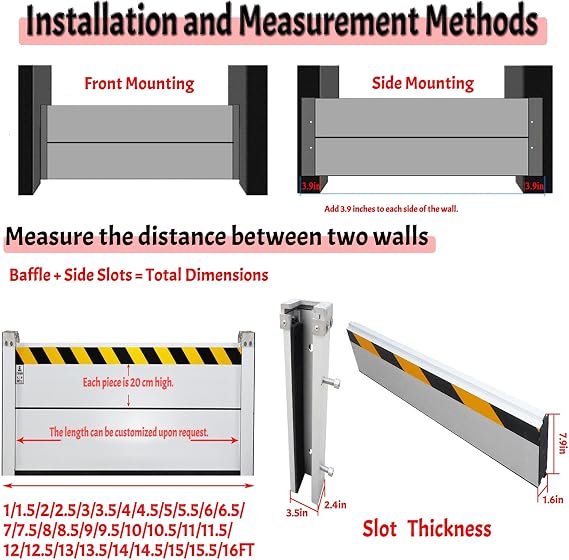 Reusable Aluminum Alloy Flood Barrier for Home,Flood Barrier Board Aluminum,Basement Entrance Gates Garage Door and Home(H39.4inch(100cm),L2ft/0.6m)