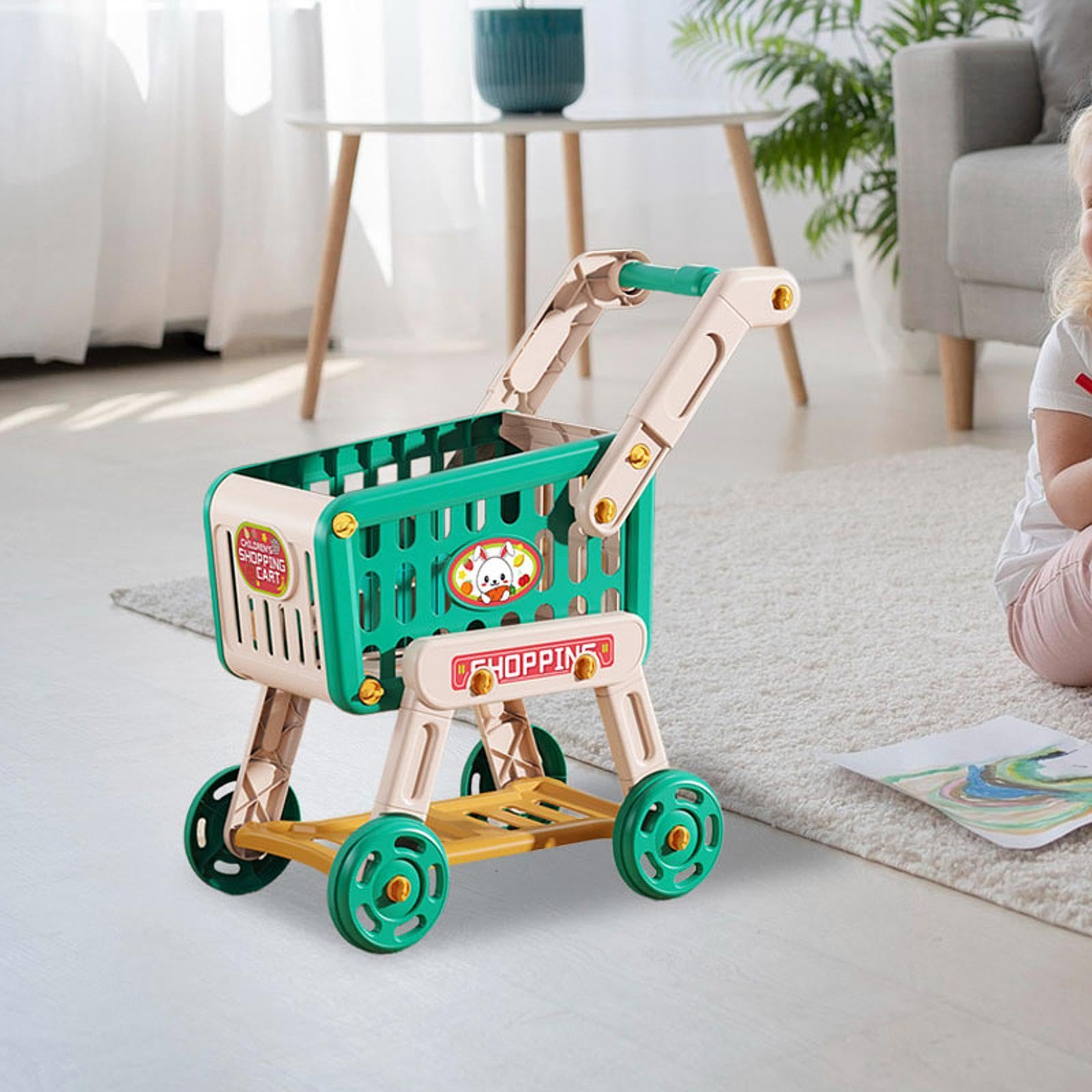 Carrito de Supermercado de Juguete para Niños para Juego Interactivo Y, Verde