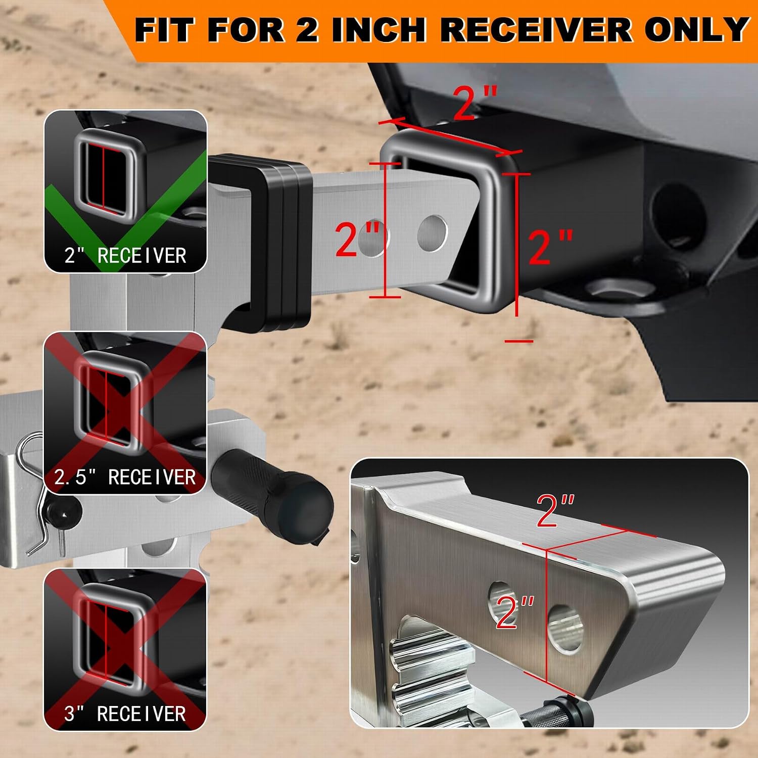 Adjustable Tow Hitch for 2" Receiver-2 Ball 2 inch Ball Hitch Tow Hitches with 6-Inch Drop/Rise-Aluminum Adjustable Drop Hitch Trailer Hitch Ball Fits for Truck (12,500 LBS GTW)
