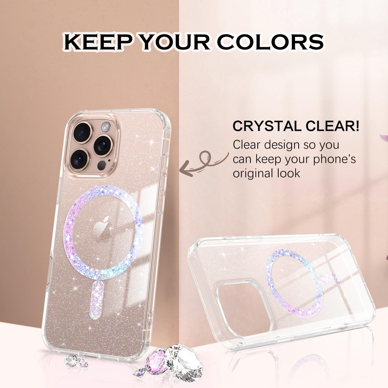 YINLAI Cover Glitter Magnetica per iPhone 16 Pro Max 6,9