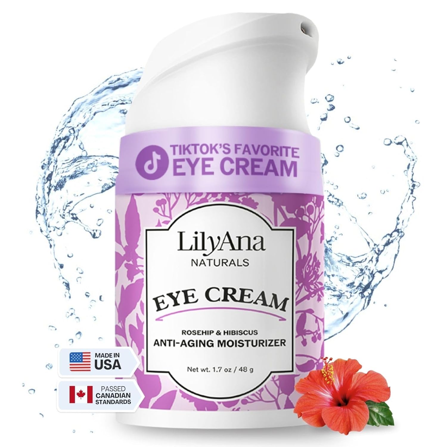 LilyAna Naturals Eye Cream for Dark Circles and Puffiness, Under Eye Cream for Wrinkles and Bags, Anti Aging Eye Cream helps Improve Dryness; for Sensitive Skin – 1.7 oz – Made in USA