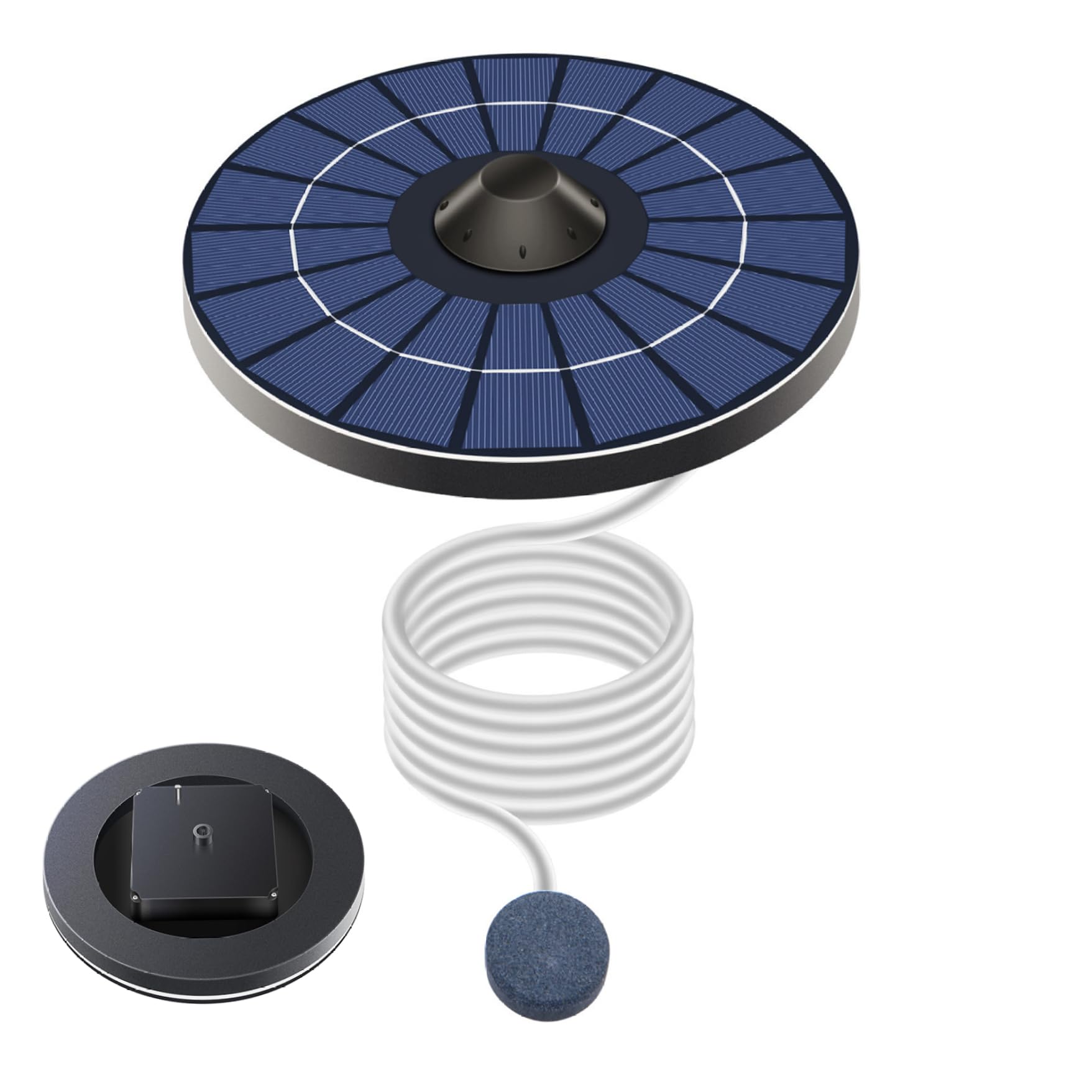Aerator Solaire pour l'étang, aérateur Solaire étang, 2, 5 W alimenté avec des tuyaux d'air et des Pierres à Bulles pour Les fontaines et Les Aquariums