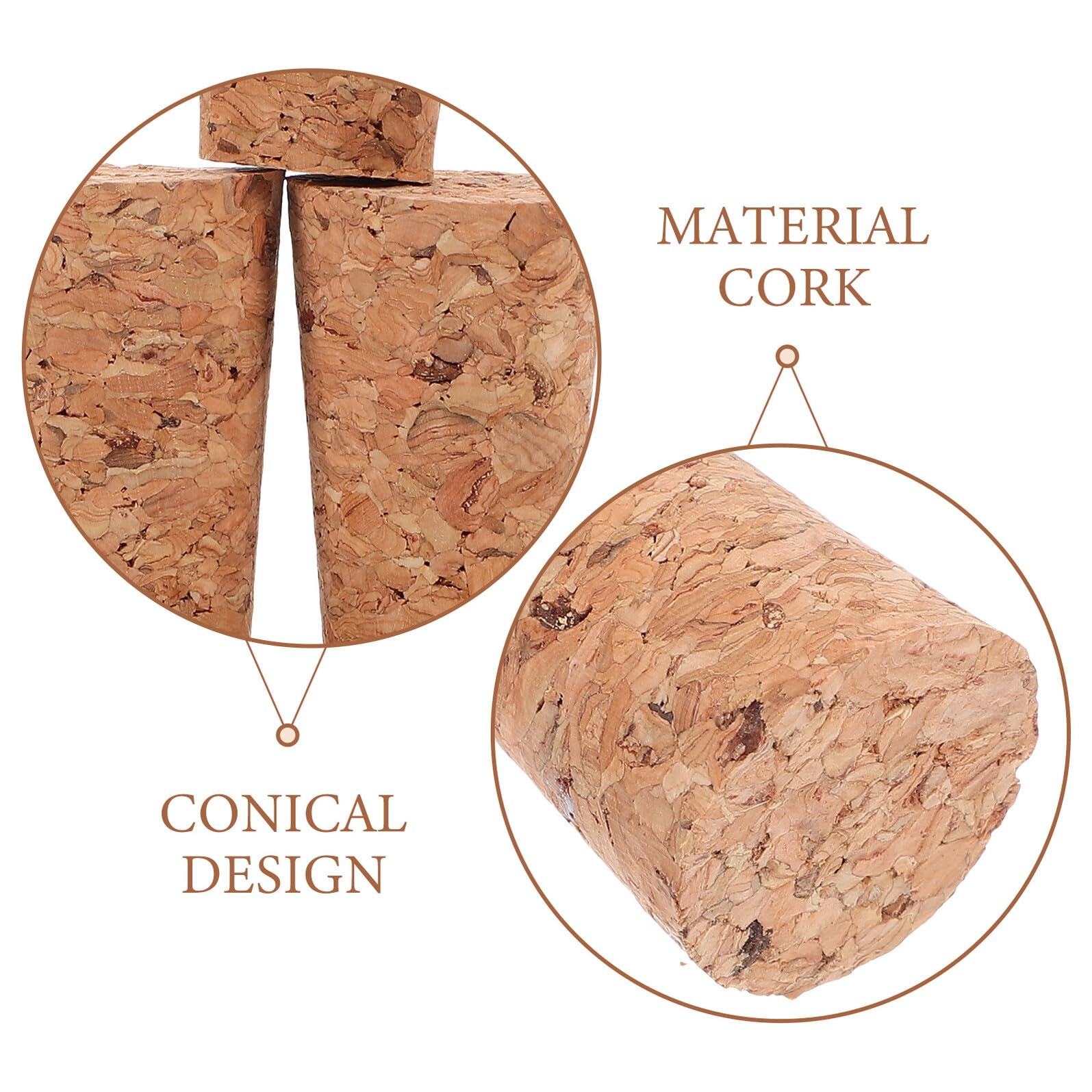 Tapones de Corcho Cónicos para Botella de Vino 100 Unidades Khaki | Tapones de Corcho para Botellas de Vino, Cierre Hermético, para Botellas de Vidrio