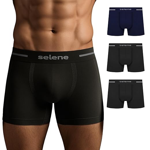 Kit 3 Cuecas Boxer Selene Sem Costura Dry Fast Esportiva Cós 40mm Box Masculina