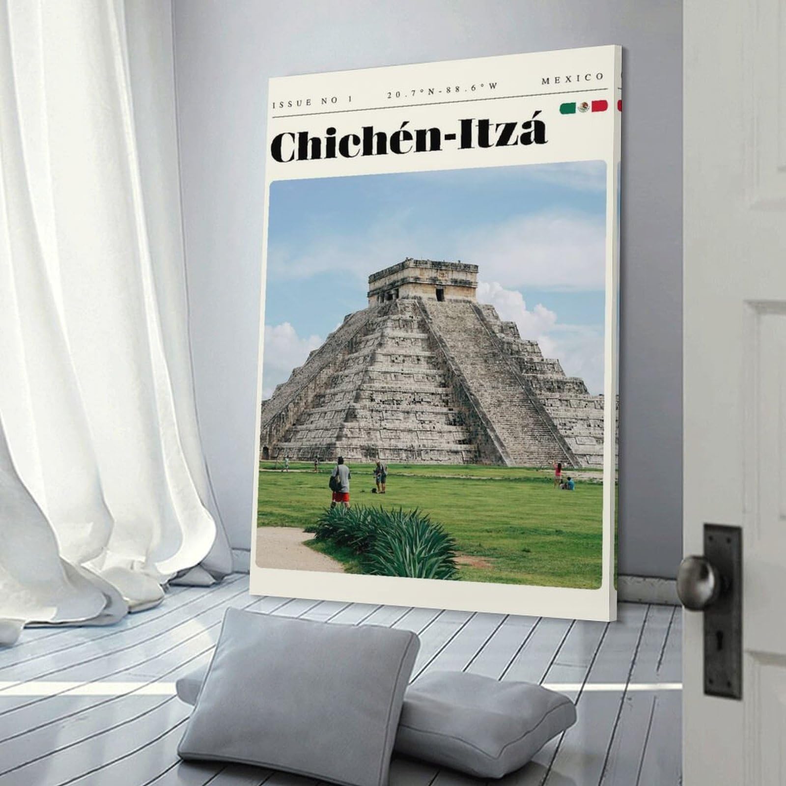 Junmoney Room Decor Wall Art Chichen Itza Pyramid Mexico Travel Art, 24x36inch(60x90cm), for Feature Walls in Flats Or Modern Rooms, An Easy Match for Collected Prints