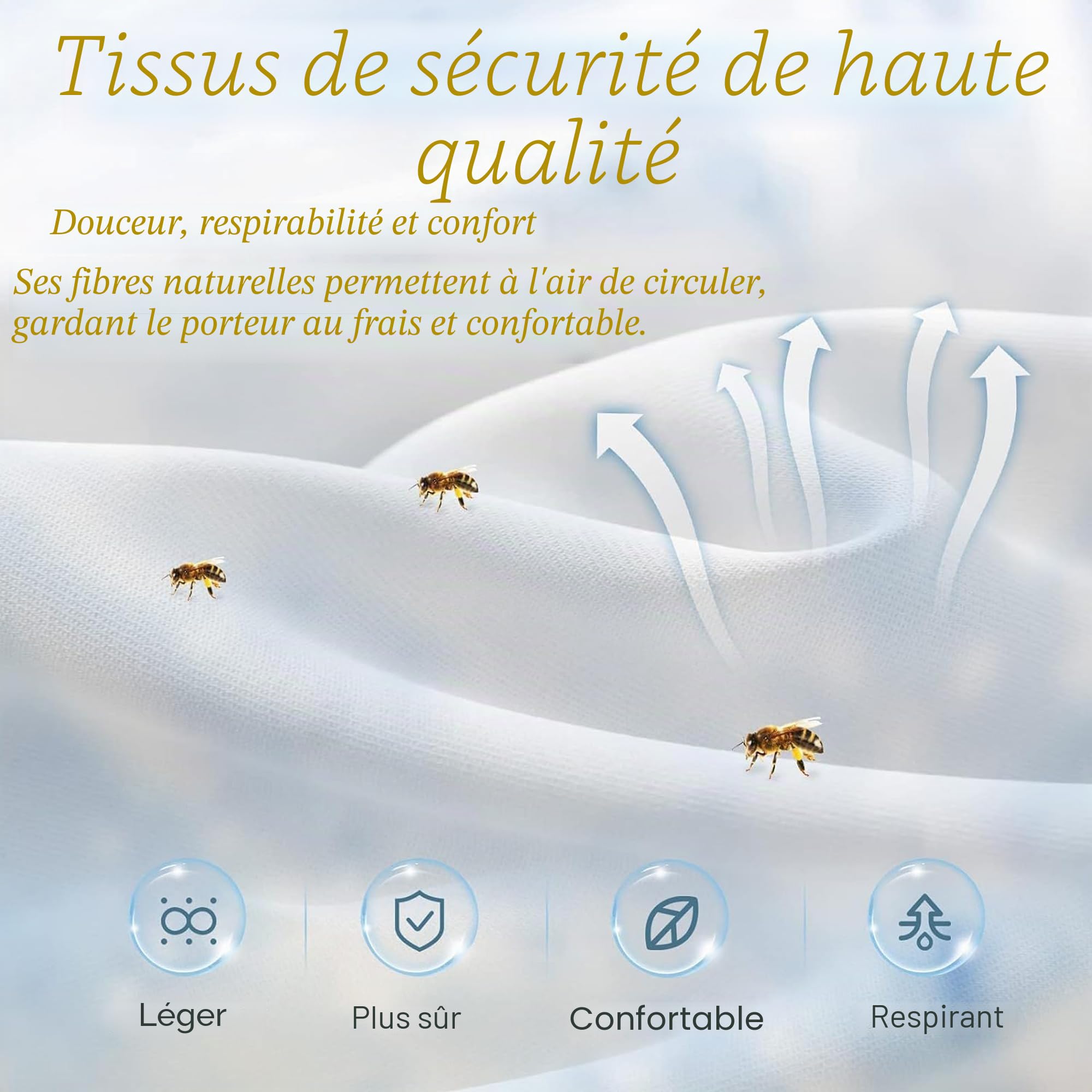 Bee Suit – Vêtement d'apiculteur professionnel complet en polycoton pour homme et femme (Voile rond, XXL)