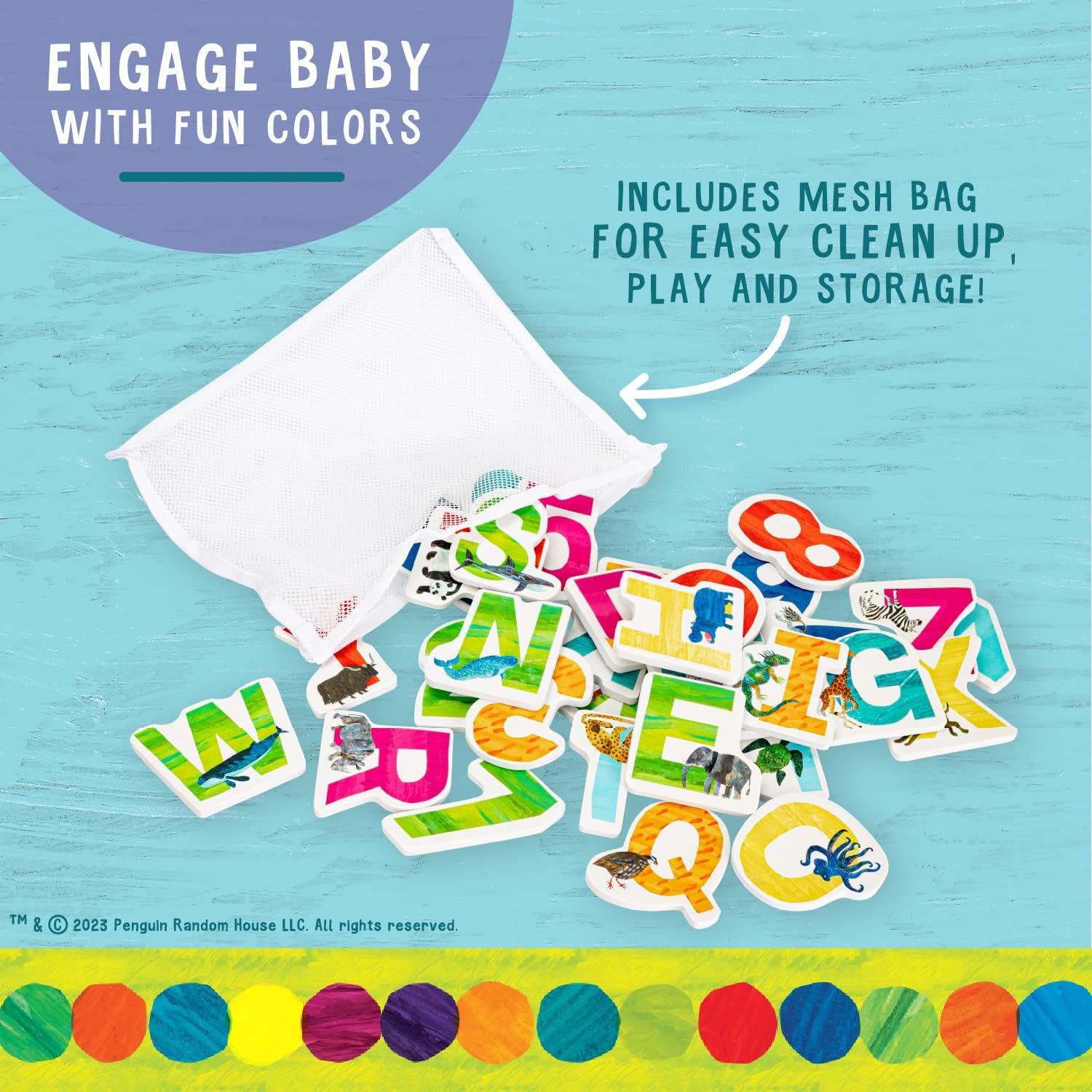 Kids Preferred World of Eric Carle Bath Time 36 Piece Foam Bath Toys Letters and Numbers Set for Toddlers and Mesh Bag Perfect for Water Play Ages 3 and Up