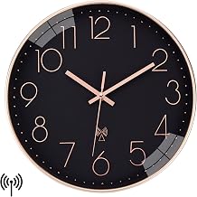 VIVILINEN Radio Wall Clock 12inch Non-ticking Round Wall Clock Modern Clock for Living Room Bedroom,Black,30cm
