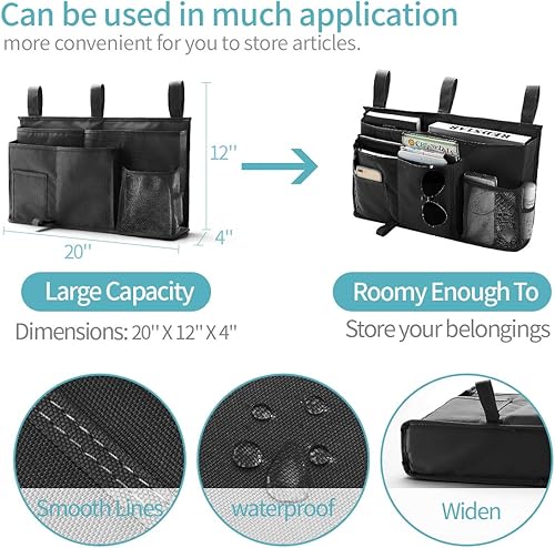 Miniatura 6 de Bseash - Organizador colgante de 8 bolsillos de tela oxford 600D, bolsa de almacenamiento para literas y camas de hospital, dormitorios, barras de