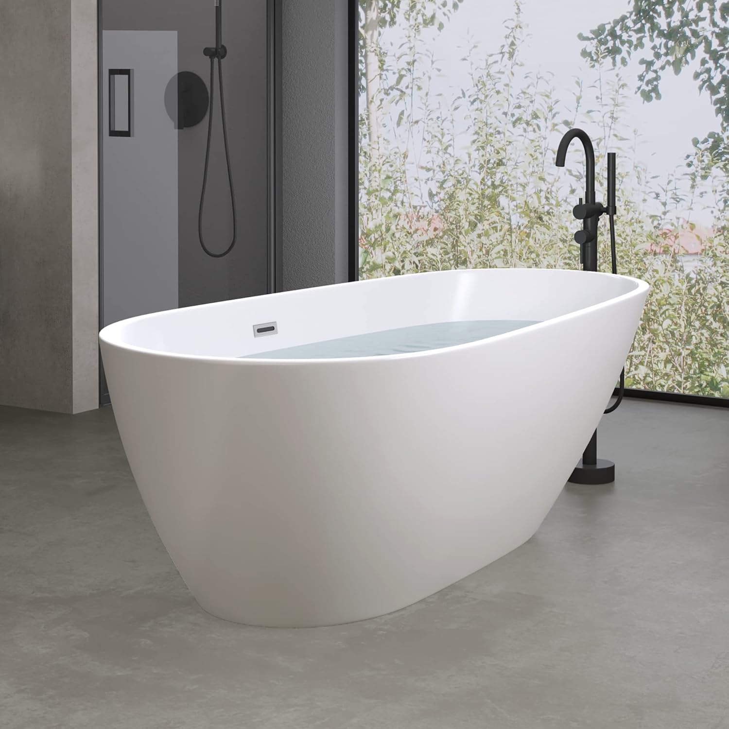 Doporro Freistehende Badewanne Vicenza 150x78x68cm - Acryl Weiß Mit Überlauf