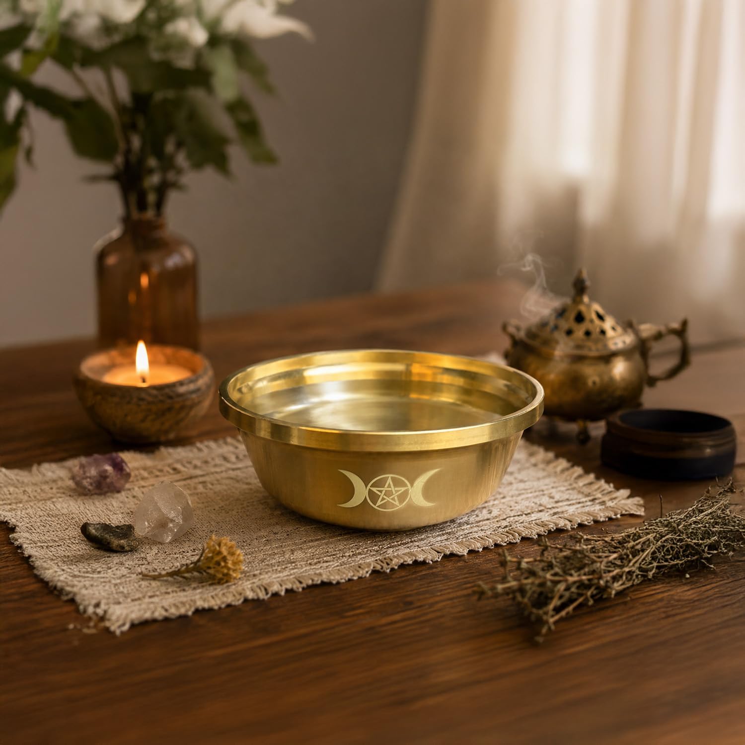 Offering Bowl Triplemoon Small Copper Bowl for Ritual, Wicca,Altar