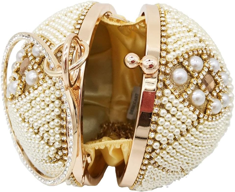 Boutique De FGG Round Ball Crystal Clutch Purse Women Formal Evening Bags Wedding Party Tassel Rhinestone Clutch Bags,Mini