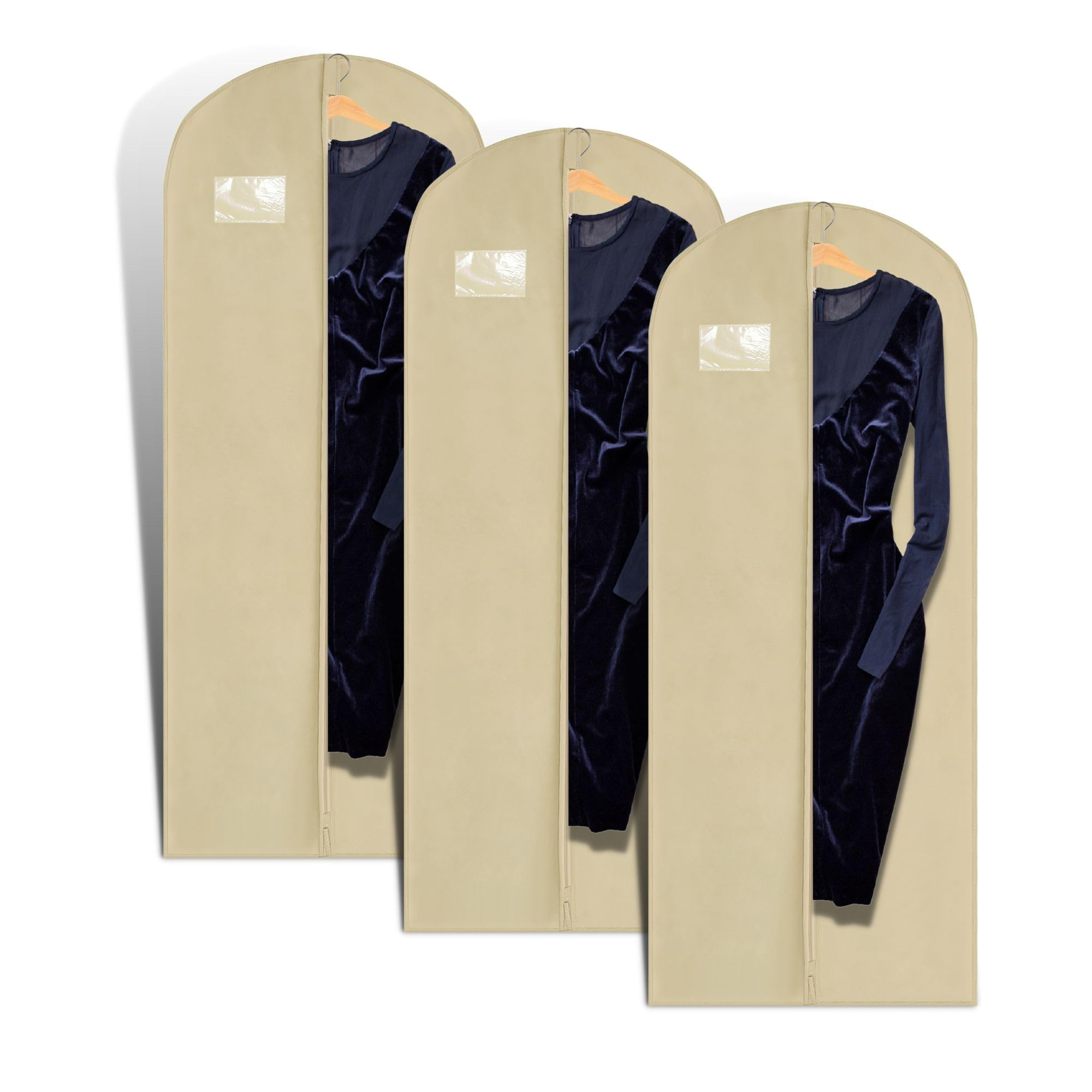 Hoesh International Ivory Hoesh Waterproof 72" Bridesmaid Weddings Prom Gown Dress Cover Garment Bags (,Pack Of 3)