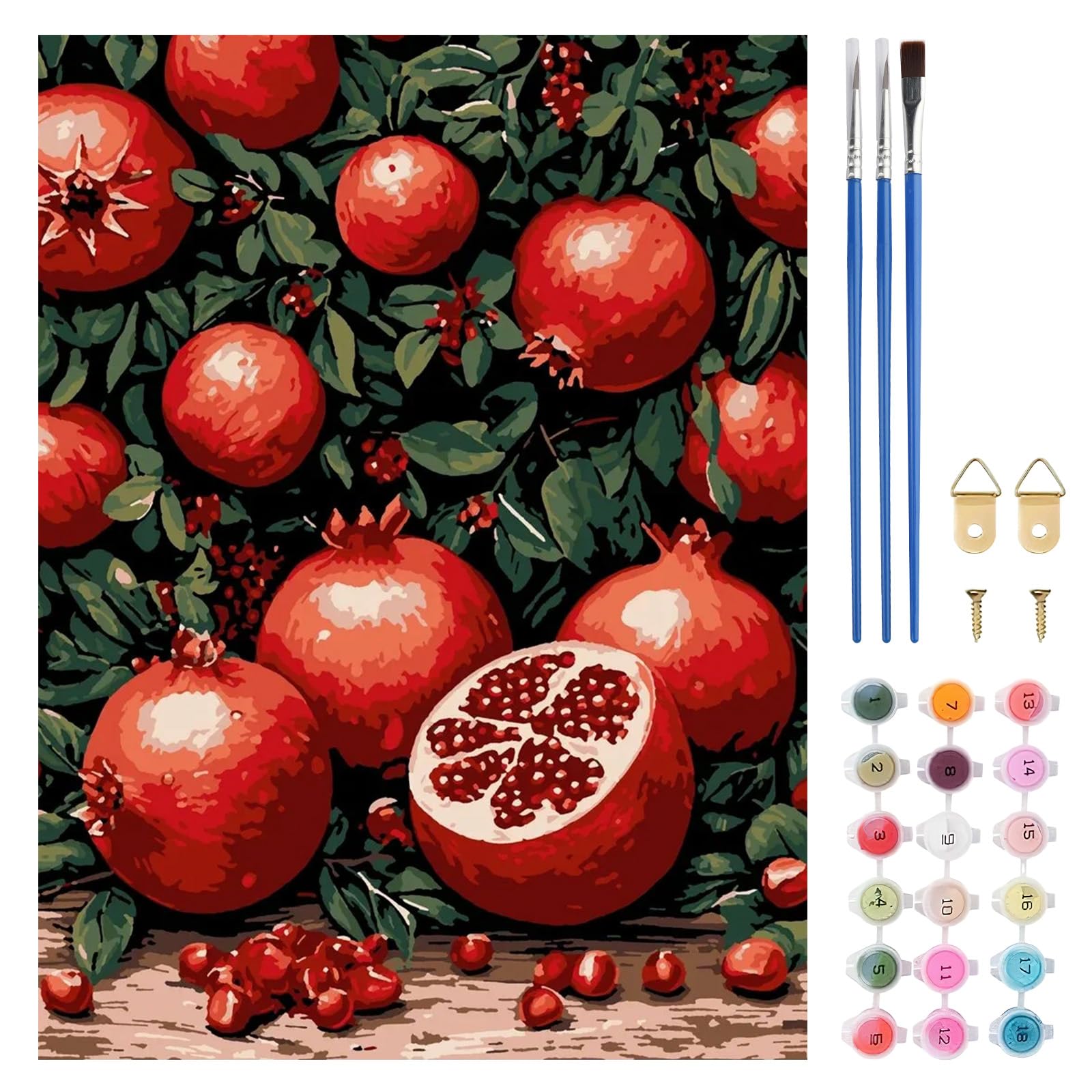 TLIOBLO Pomegranate Paint by Numbers Kit for Adults, DIY Fruit Adults Painting by Numbers Kits on Canvas for Home Wall Decor Gift 30x40cm (Without Frame) โ image 1