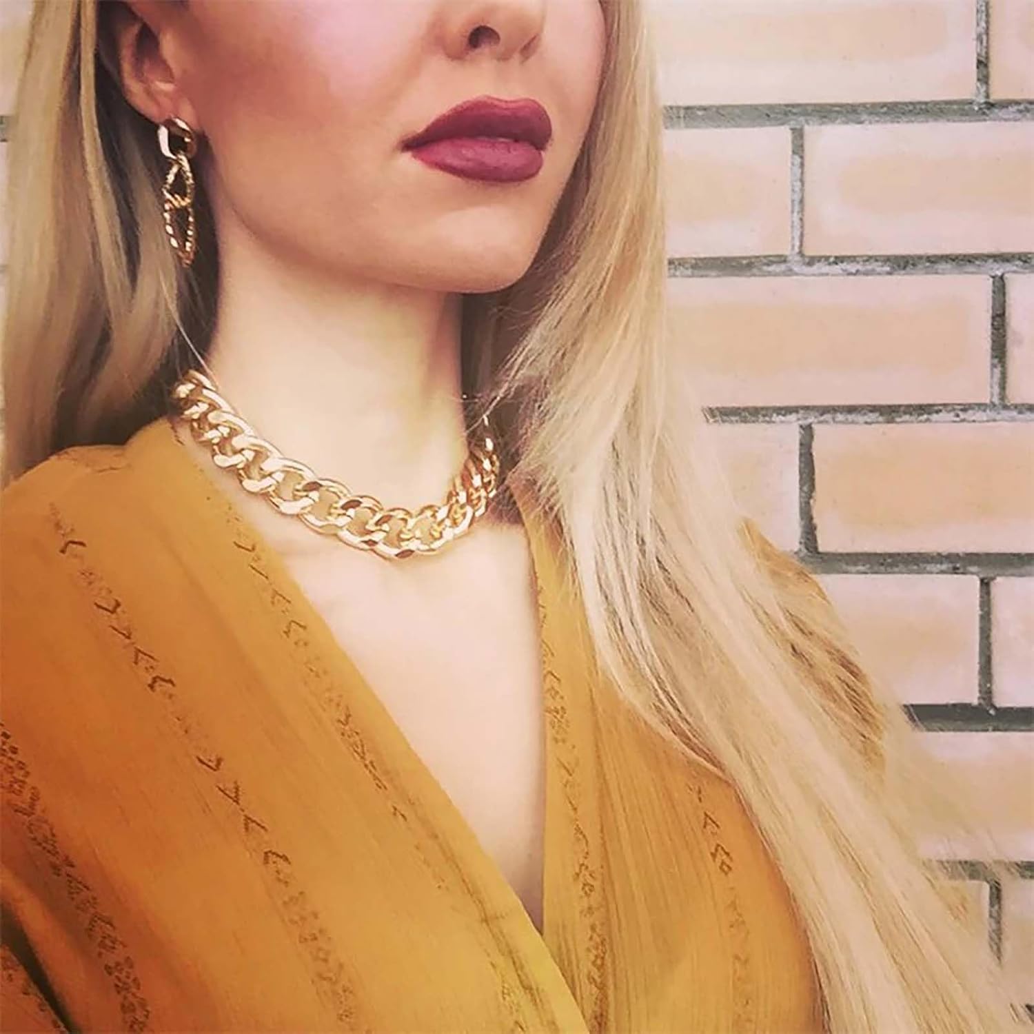 Andelaisi Punk Chunky Link Chain Necklace Gold Curb Chain Necklace Choker Gothic Thick Cuban Chain Necklace Vintage Chunk Thick Chain Necklace Chain Jewelry for Women - Image 6