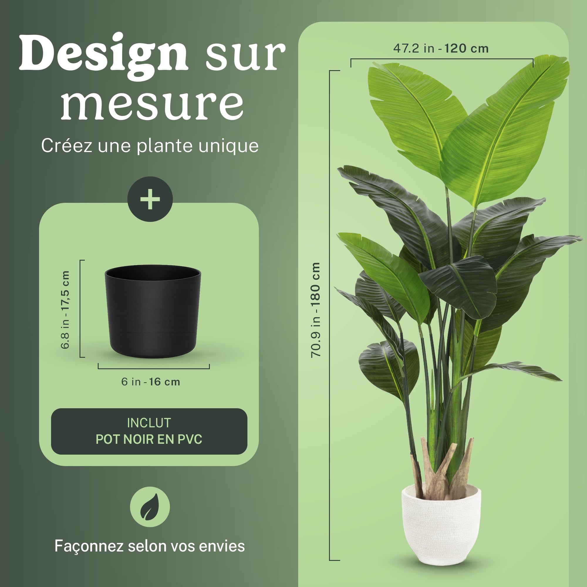 Maia Shop Oiseau de Paradis Artificiel 180 cm - Faux Arbre d'Intérieur