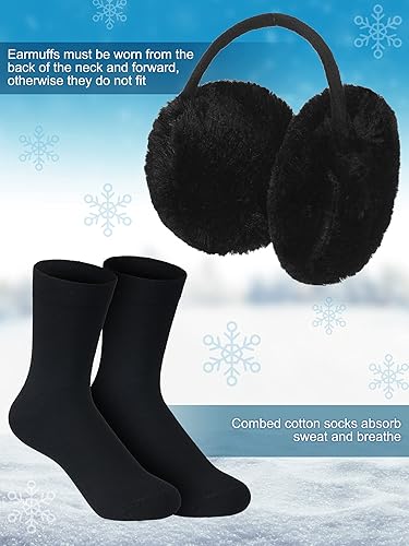 Miniatura 6 de 10 piezas de gorro de invierno, guantes de punto cálido, bufanda, guantes de pantalla táctil, orejeras, calcetines de forro interior de satén para