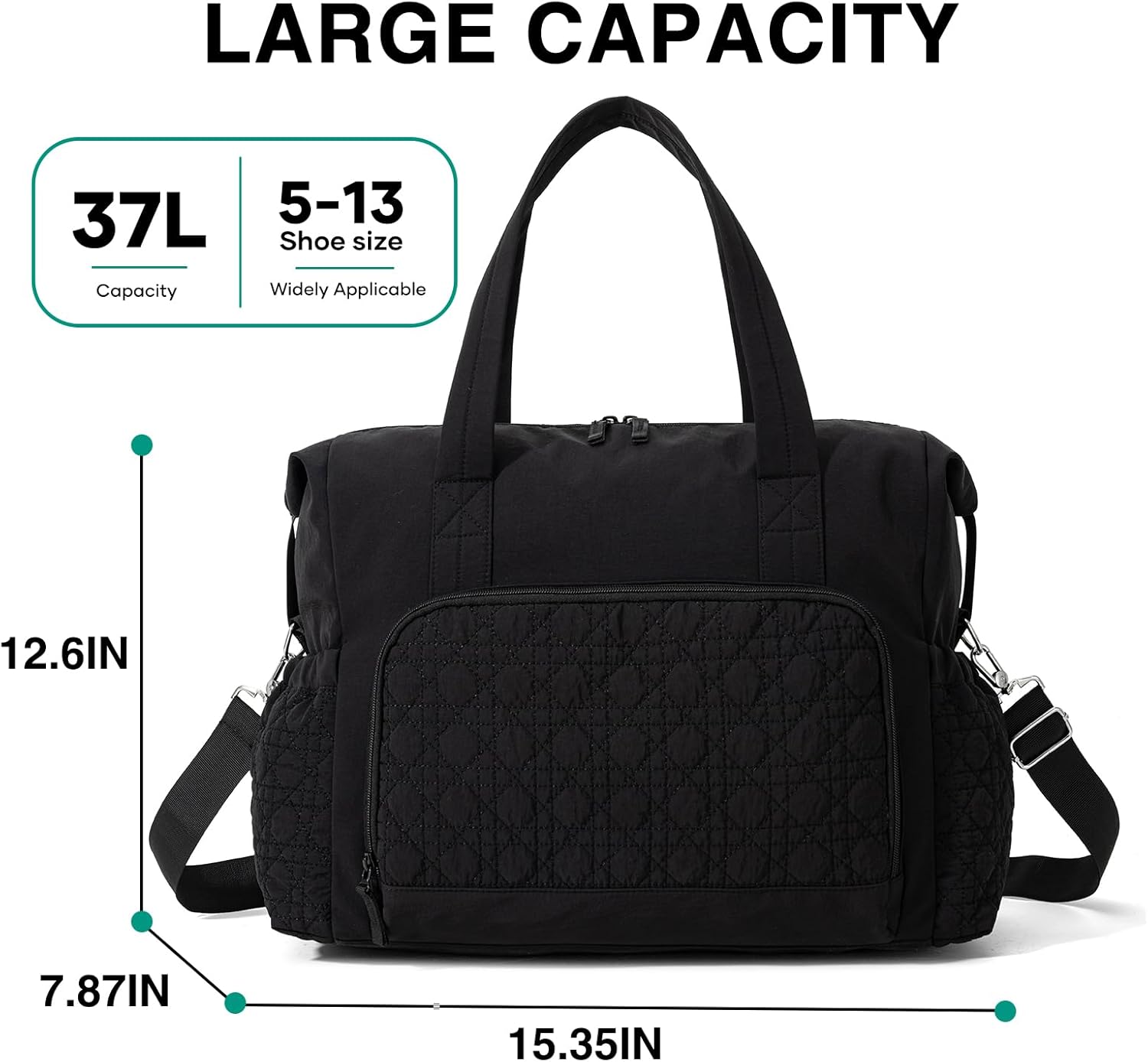 Travel Duffel Bag for Women, Quilted Weekender Bag with Wet Pocket, Carry On Gym Tote Bag, Personal Item Bags for Hospital, Overnight Trip
