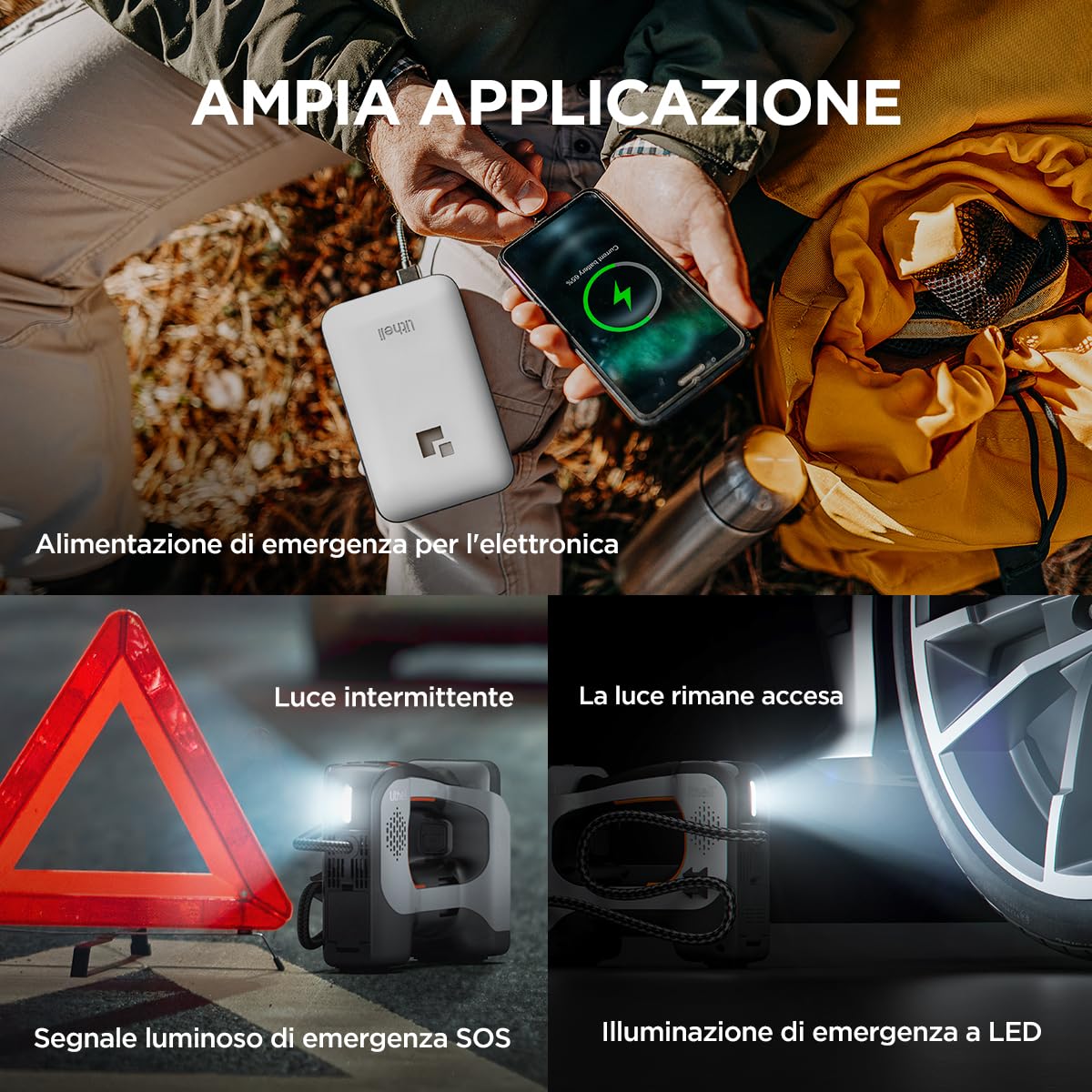 Litheli, pompa ad aria elettrica, 20 V, 10000 mAh, misuratore di pressione digitale a batteria, 160 PSI, pompa portatile per auto, bici e palle sportive