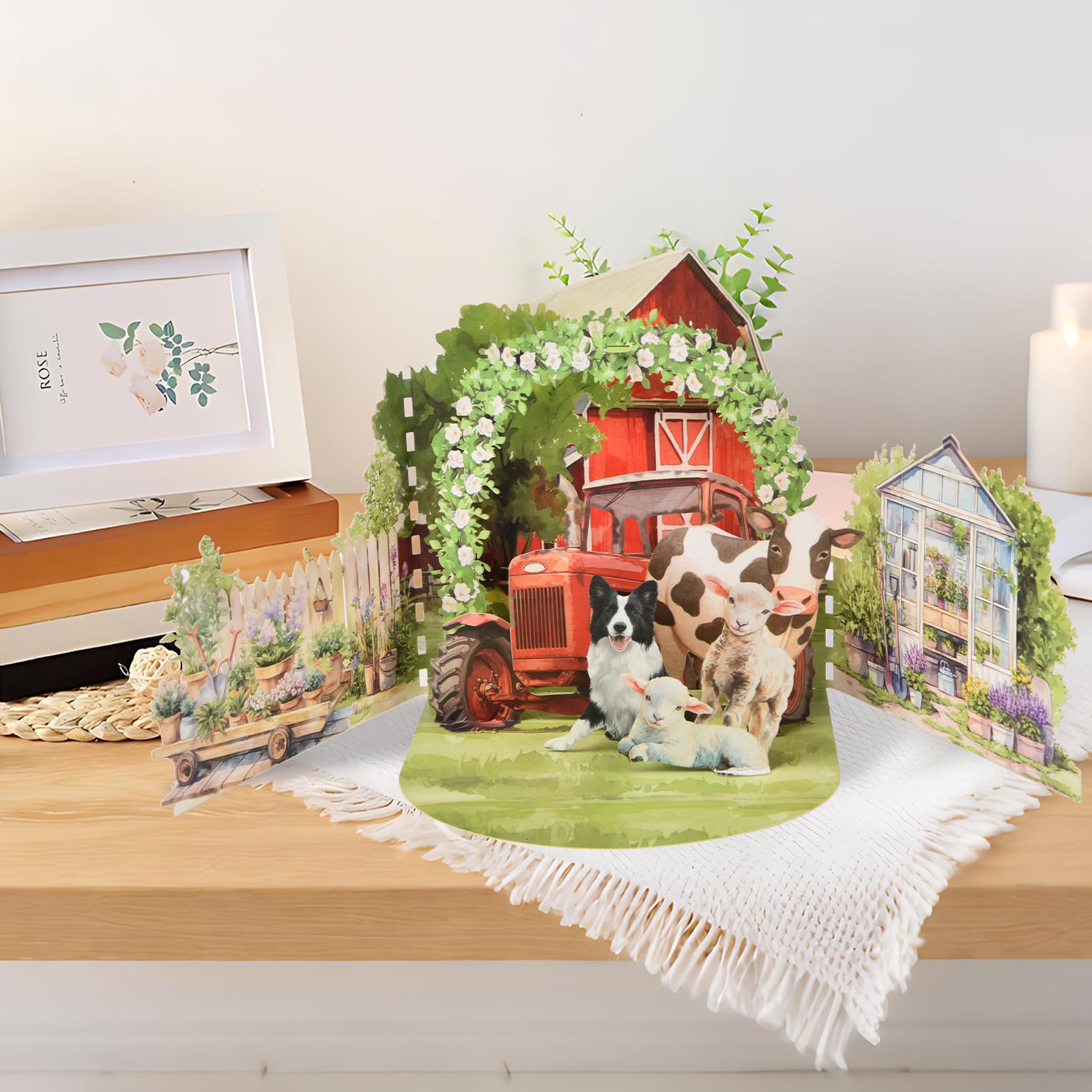 Joyvine 3D-Pop-Up-Grußkarte in T-Form, ausgehöhlte Papierschnitzerei, Ranch-Ranch, Tiere, geeignet für den Versand von Grußkarten an jeden zu besonderen Anlässen, mit Umschlag und leerem Etikett