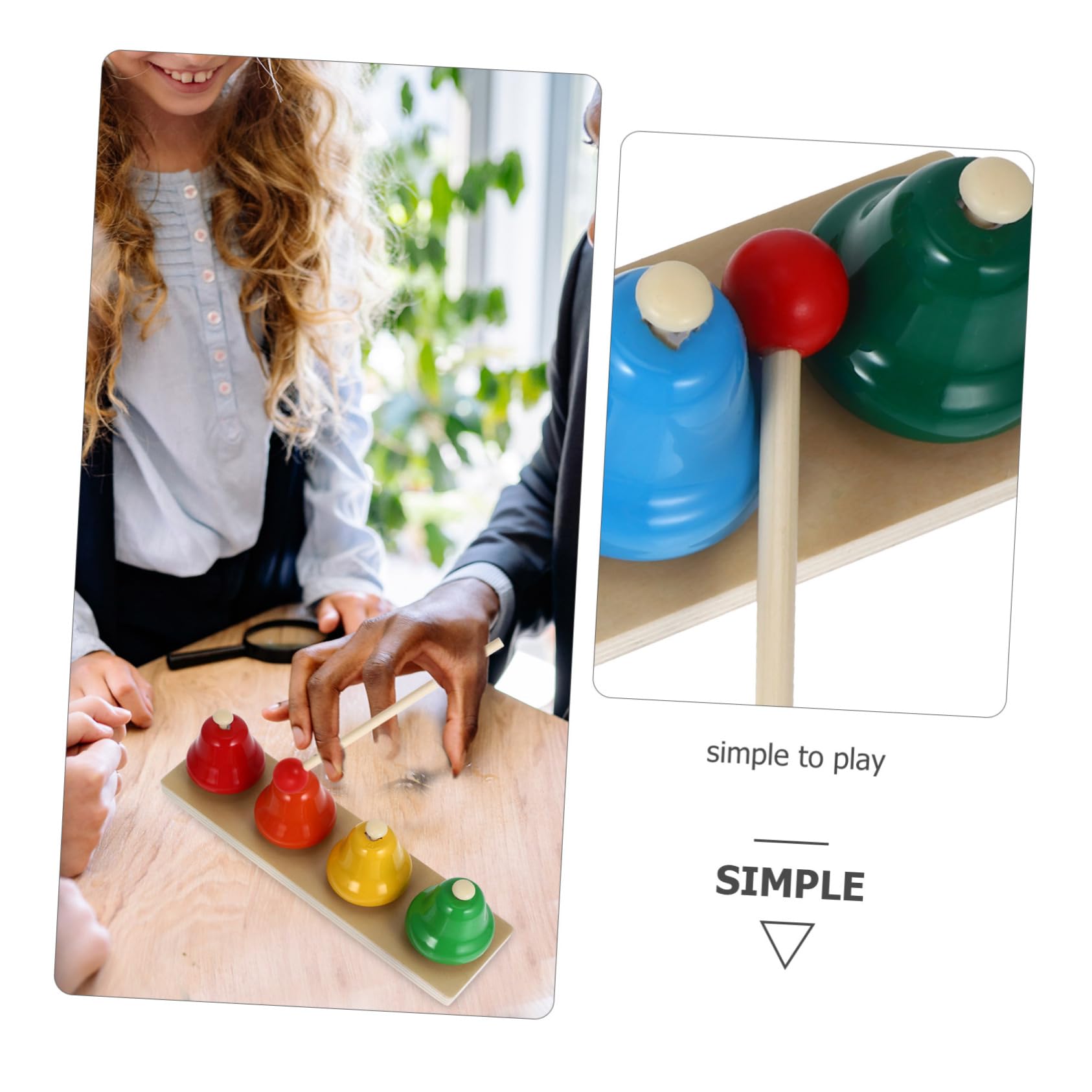 Juguetes Musicales de Madera y Cobre Juego de 2 Instrumentos de Percusión Promueven la Coordinación Mano-Ojo para Niños Pequeños en Juegos Sensoriales