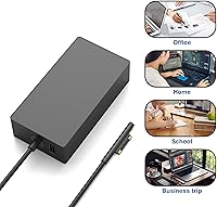 Vista 3 de Cargador Surface Pro de 65 W para Microsoft Surface Pro 10,9,8,7+,7,6,5,4,3 X, Windows Surface Laptop 1,2,3,4,5,6, Surface Go Tablet Surface Book