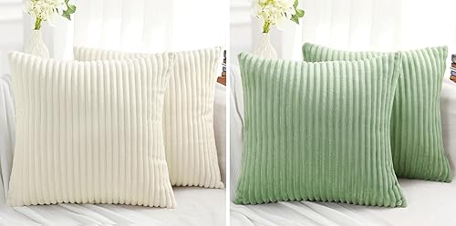 Juego de 4 fundas de almohada decorativas de 18 x 18 pulgadas, fundas de almohada de franela de felpa suave de doble cara para sofá, sala de estar,