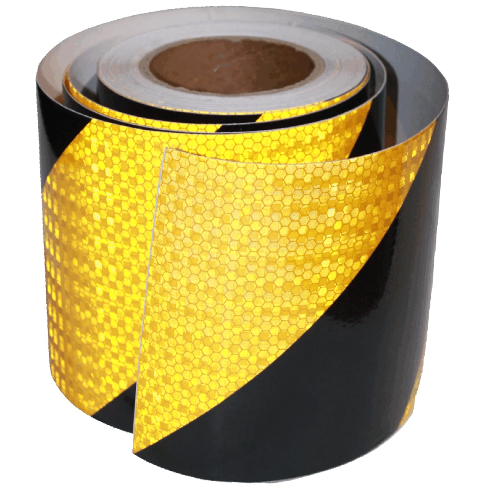 tuyrchu Reflective Tape Yellow Black 6 Inch x 68 FeeT, Outdoor Waterproof Warning Stickers, Safety Industrial Marking Tape
