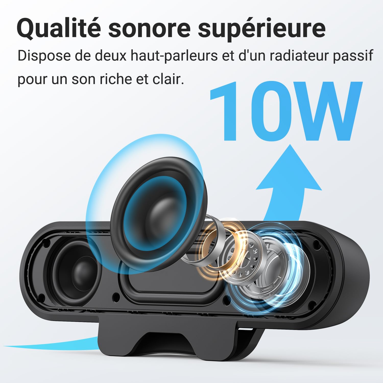 INGA Enceintes USB pour écran d’Ordinateur et Ordinateur Portable, Soundbar de Bureau à Clip, Enceintes PC USB/C, adaptées pour Bureau, Ordinateur Portable et Mac (Noir)