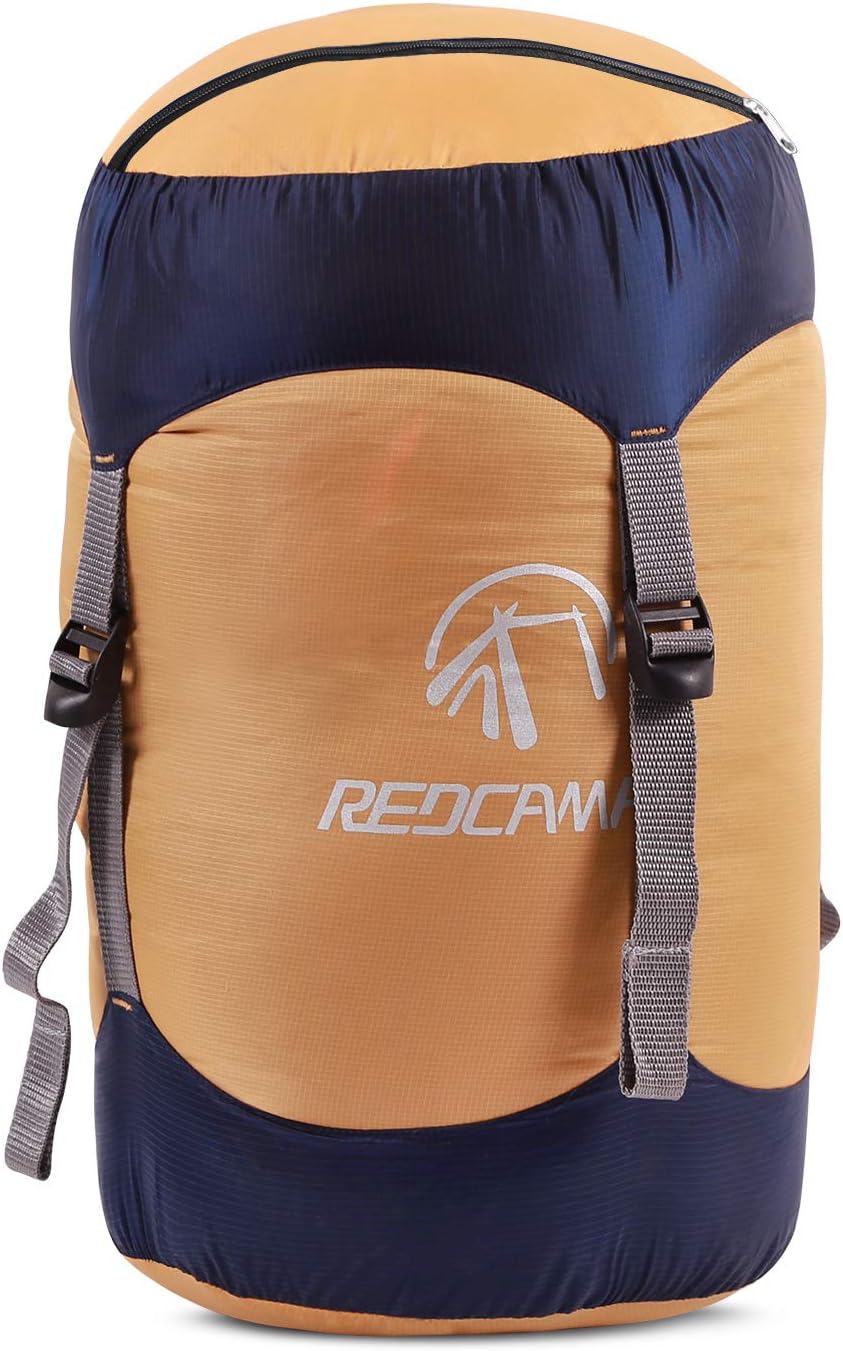 REDCAMP Nylon Compression Stuff Sack, Lightweight Sleeping Bag Compression Sack Great for Backpacking, Hiking and Camping, Orange L