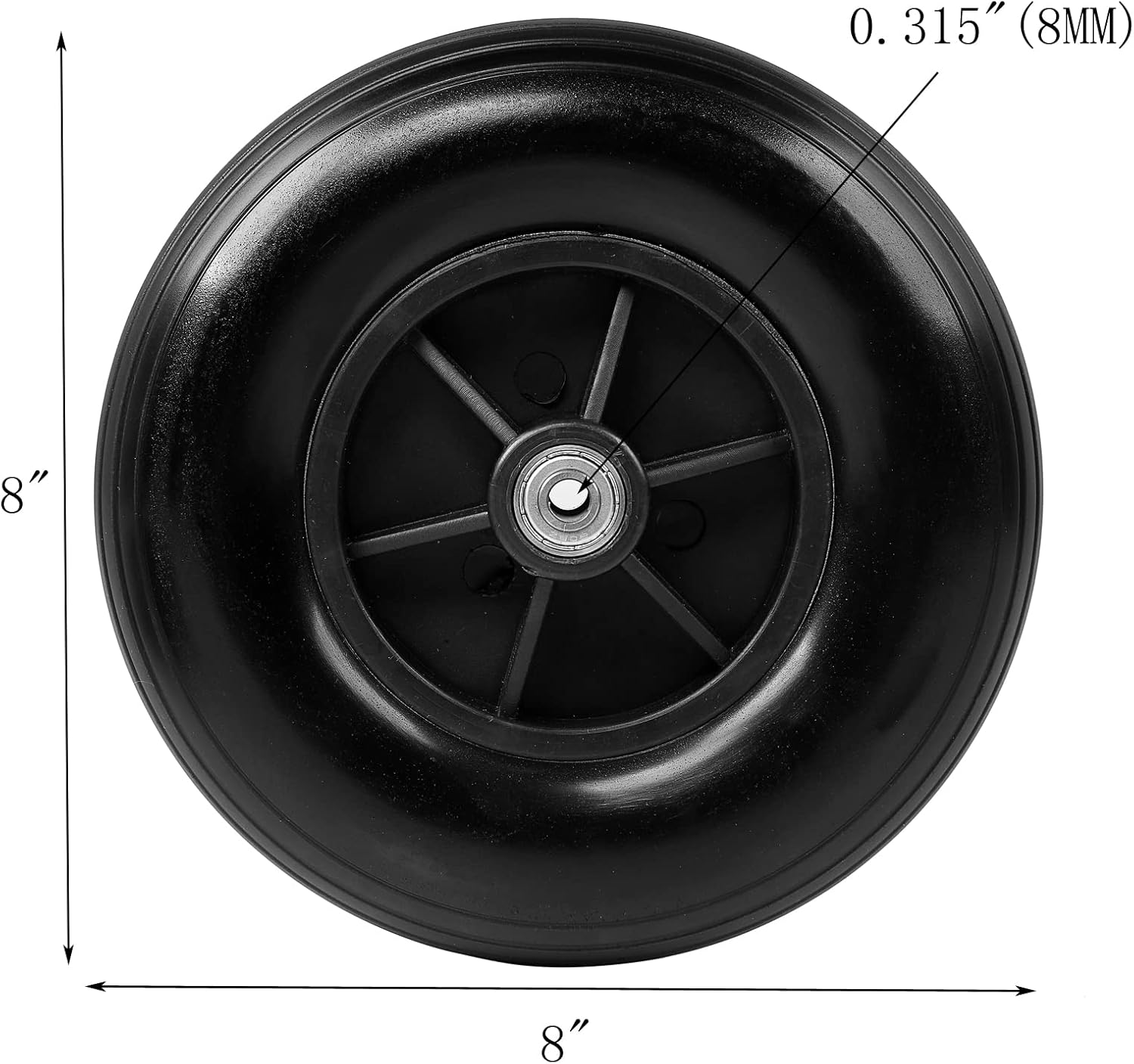 8" x 2" Wheel Replacement Parts for Wheelchairs Walker Wheels,Suit for Jazzy, Quantum, Jet Powerchairs, Most Standard Wheelchairs Electric Wheelchair Replace,Black PU Solid tyre,5/16" Bearings (1) : Health & Household