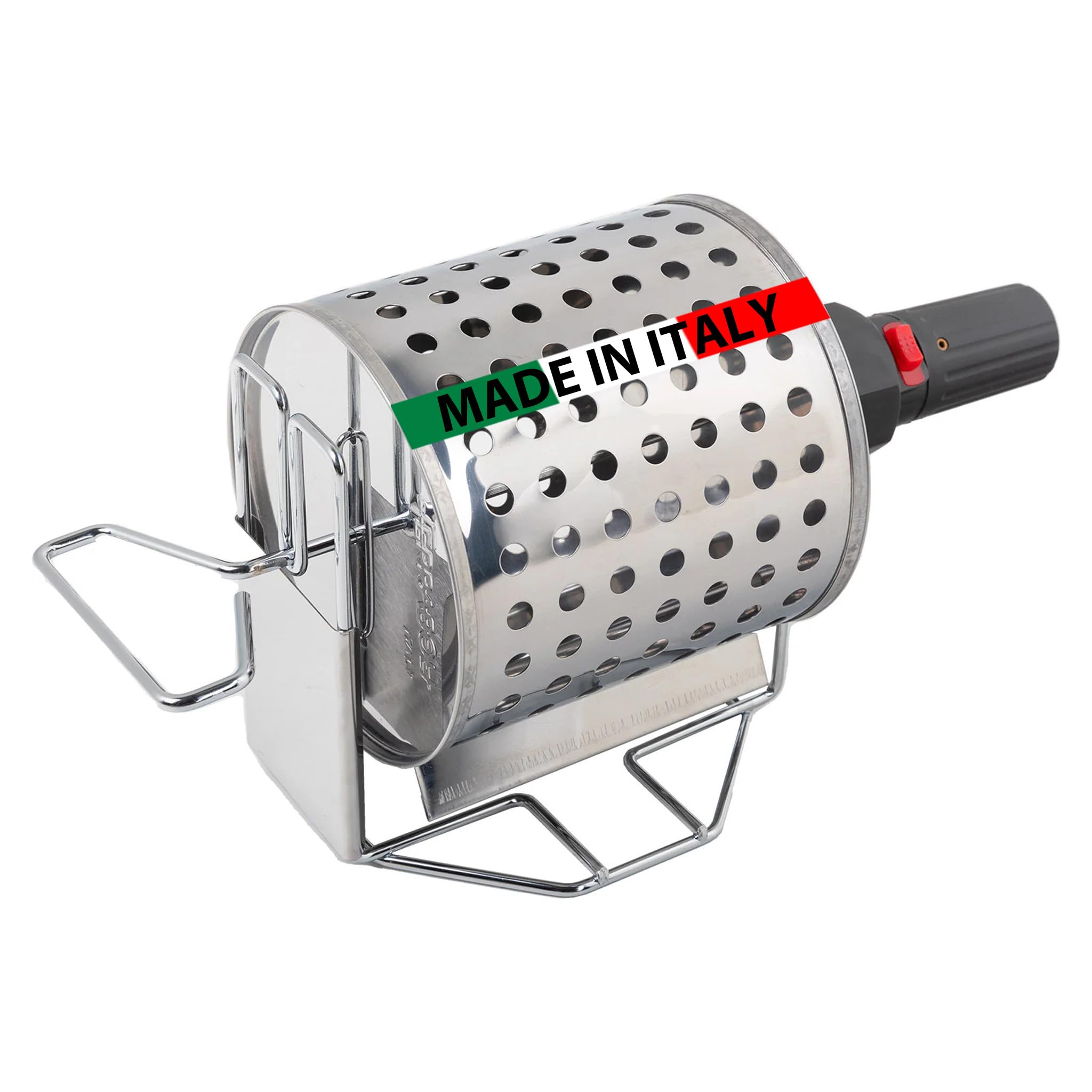 SOLEILUX Cuoci castagne Gira Castagne girevole rotante a batteria, Cestello Inox con motore utilizzabile su Fornelli e Barbecue - Prodotto Italiano