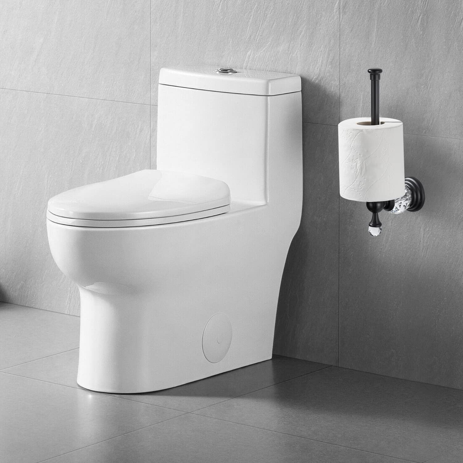 BATHSIR Crystal Toilet Paper Holder, Black Toilet Roll Holder Modern Bathroom Accessories Zinc Alloy Tissue Hanger Wall Mounted — Amazon image 4