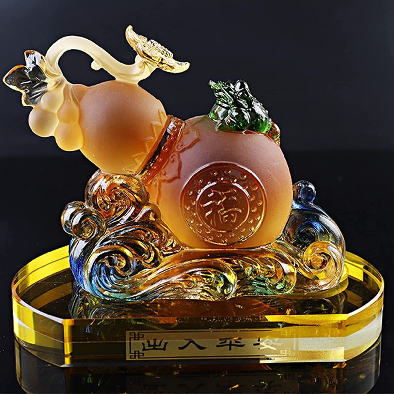 SBCGFY Feng Shui Statue,Feng Shui Statues Gourd For Wealth Peaceful Figure Car Decorations Interior, Congratulations Home Office Gifts Blessing Gift